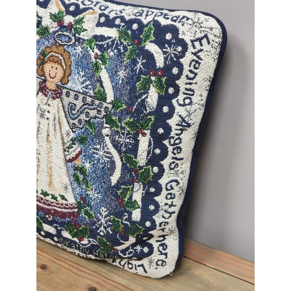 Christmas Angel Tapestry Throw Pillow 10” X 10”